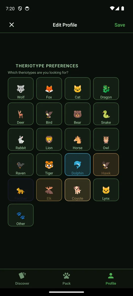 Theriotype preferences